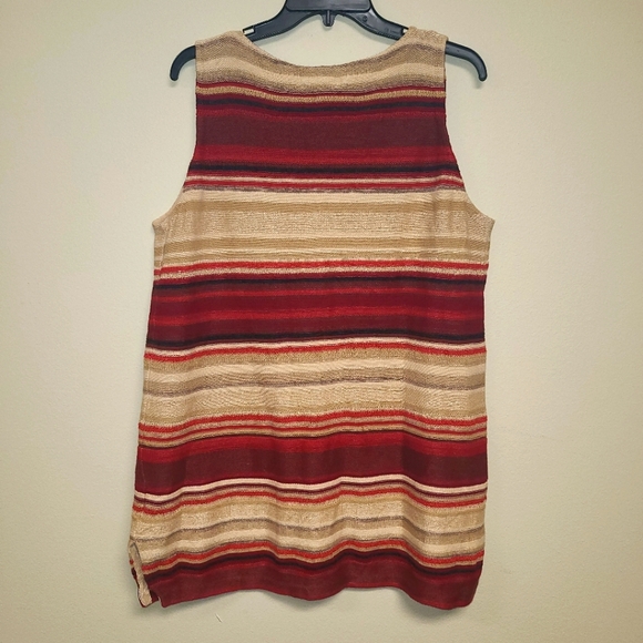 Ralph Lauren Linen Fall Colors Pattern Sleeveless Sweater 1X - Picture 2 of 8